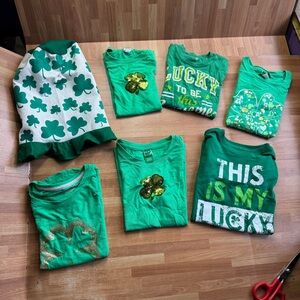 St. Patrick's day bundle, green tshirts and hat, 6 tshirts size 5-8